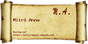 Mitró Anna névjegykártya