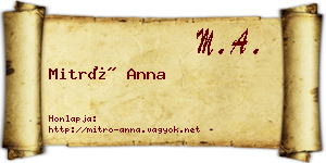 Mitró Anna névjegykártya